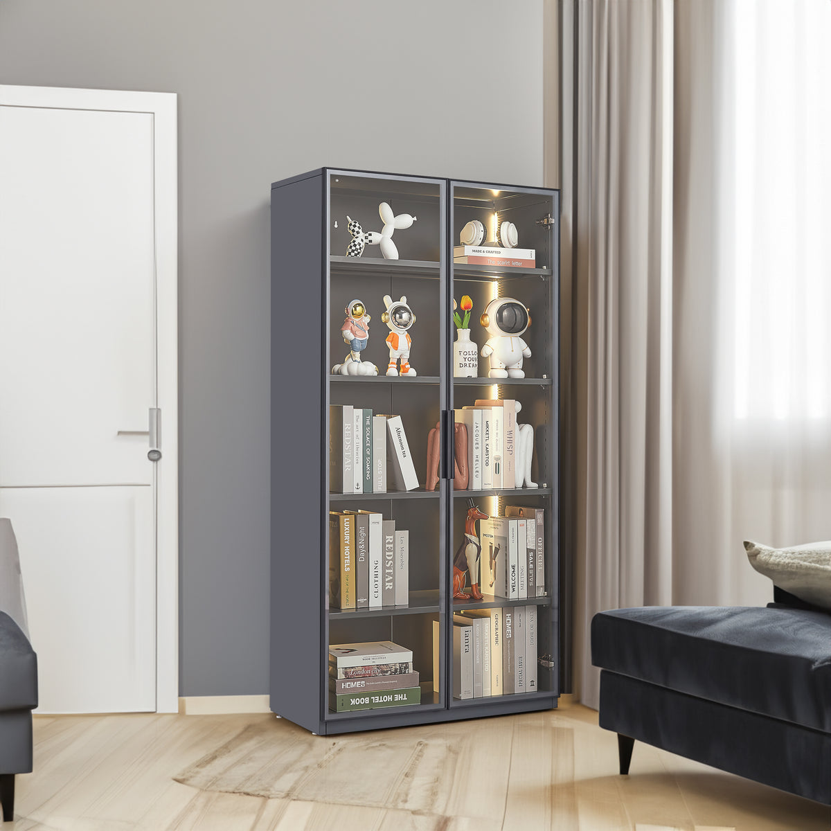Modern Display Storage Cabinet with Shelves