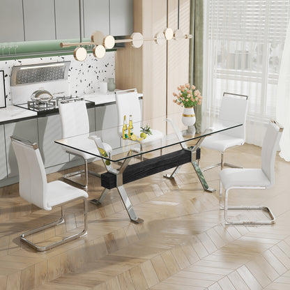 Glass Dining Table – Silver Metal Legs