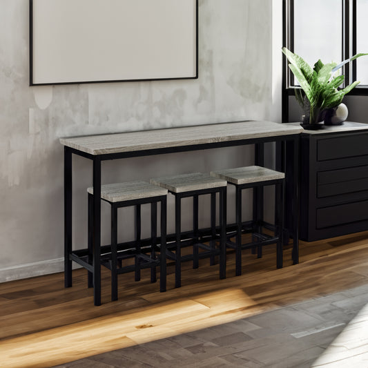 Counter Height Dining Table Set (4 pcs) – Gray Finish