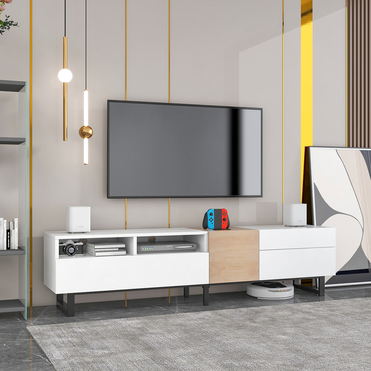 Modern Double Storage TV Stand – 80”
