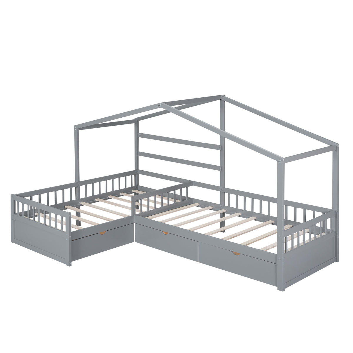Twin House Bed Gray