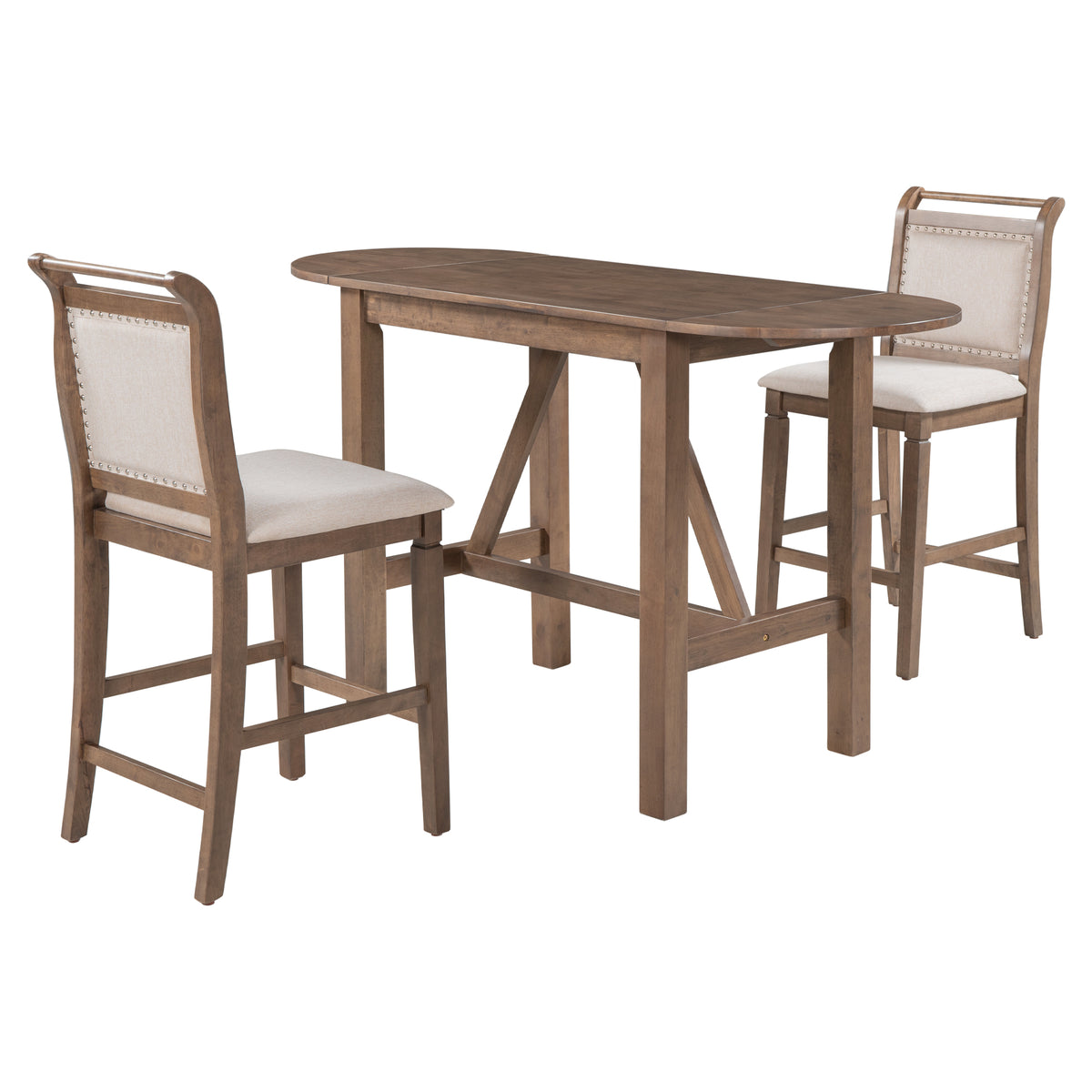 3-Piece Counter Dining Set Brown