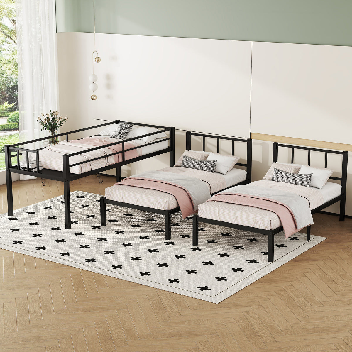 Triple Bunk Bed Black