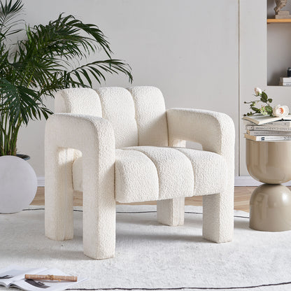 Boucle Accent Chair Beige Upholstery