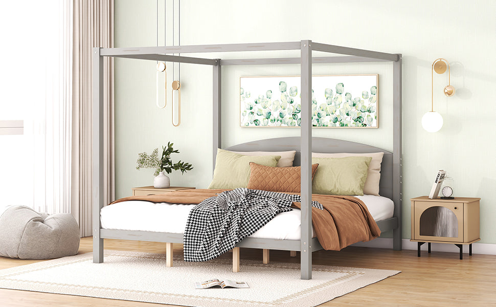 King Canopy Bed Gray Wash
