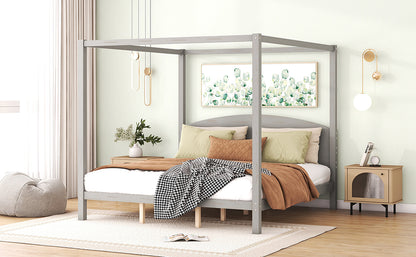 King Canopy Bed Gray Wash