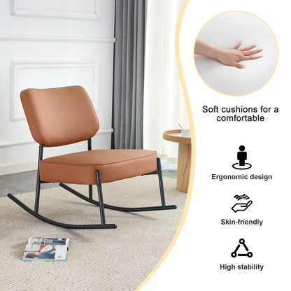 PU Leather Rocking Chair – Black Metal Legs