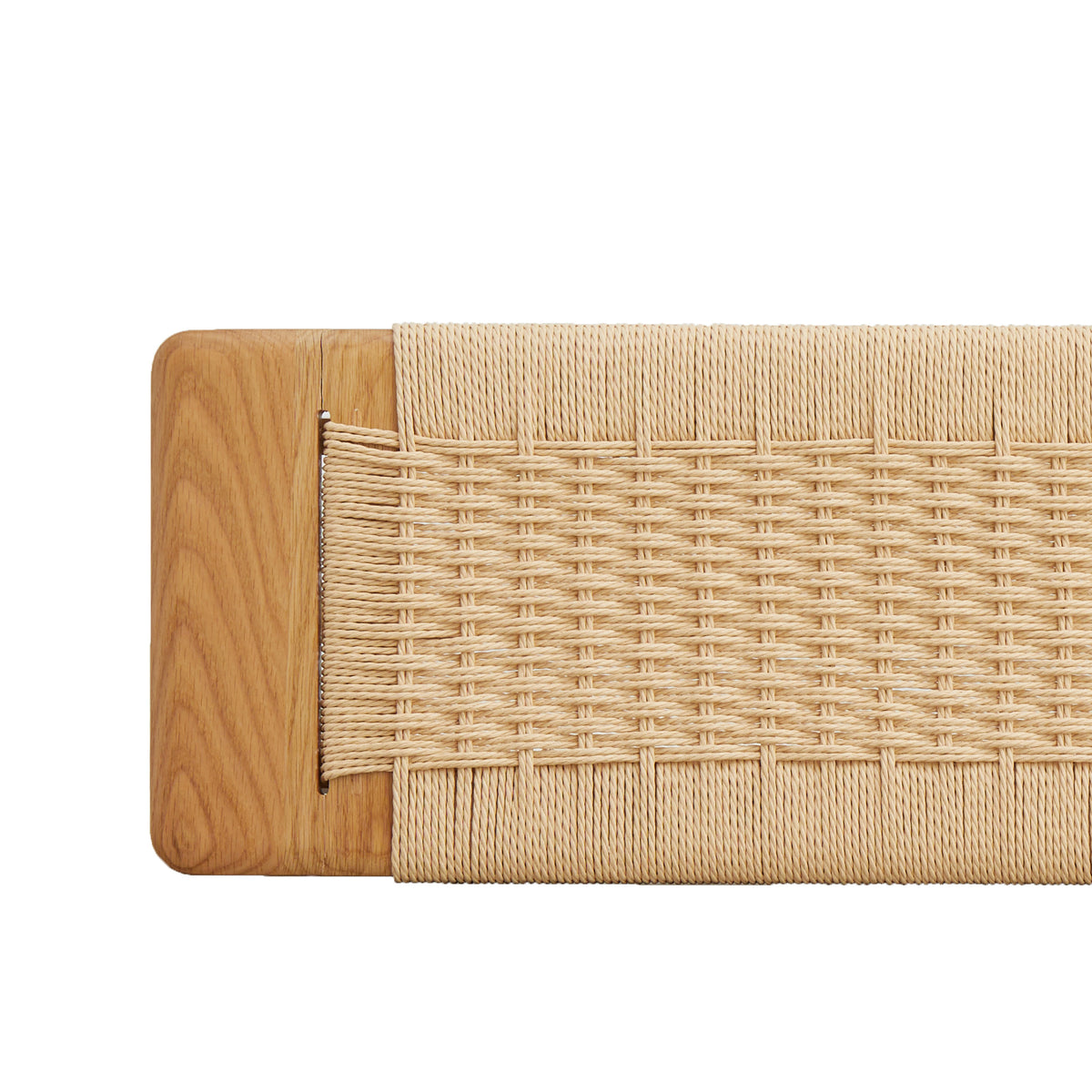 Natural Oak Dining Bench with Woven Seat