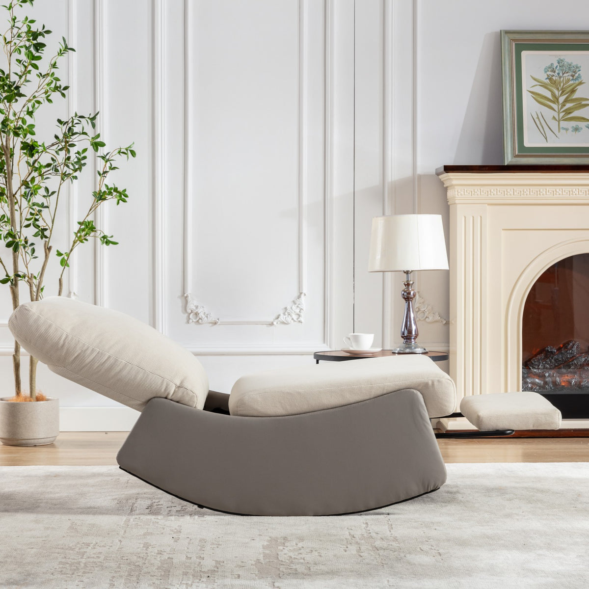 Modern Recliner Chair with Footrest Gray