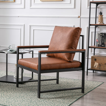 Faux Leather Accent Chair – Burnt Orange