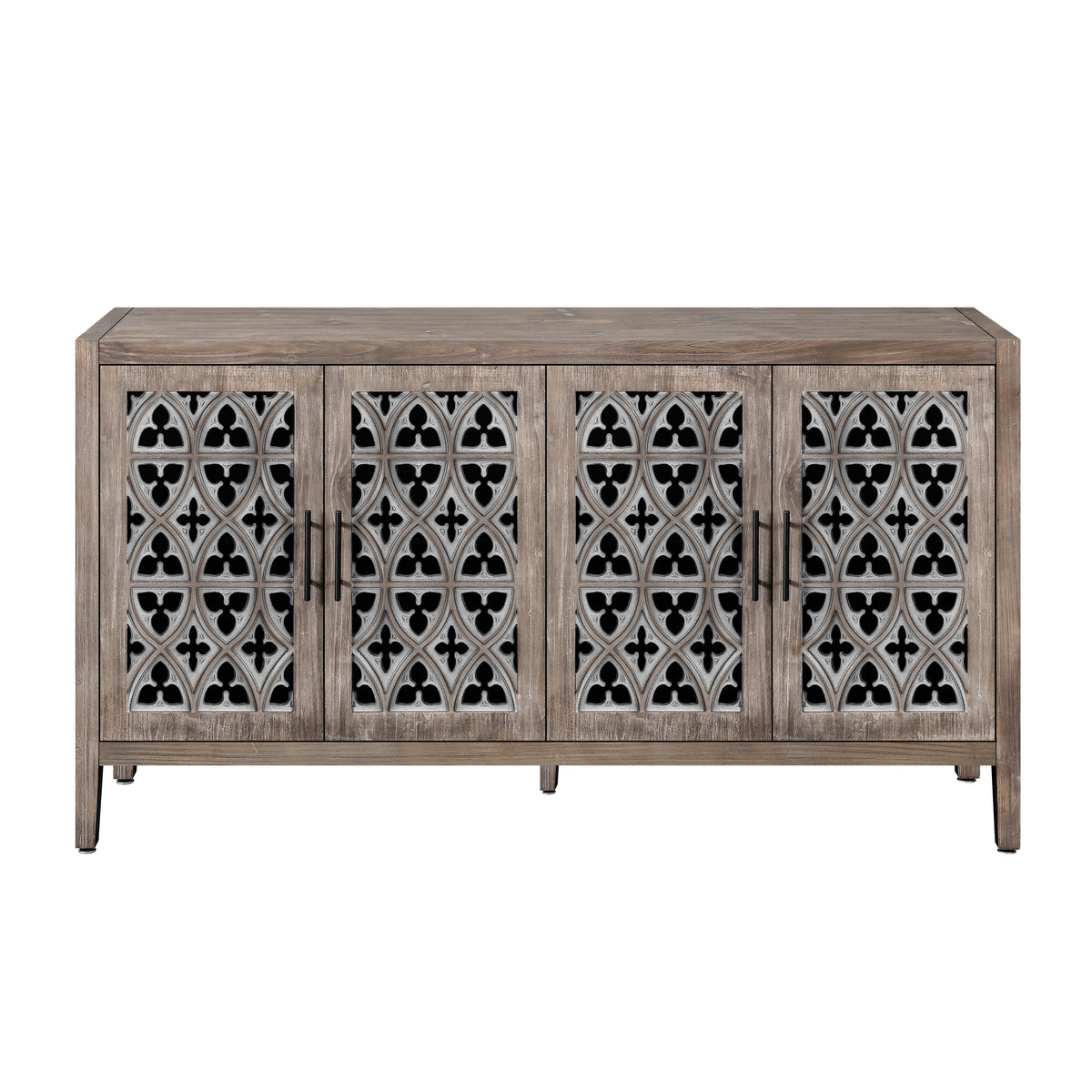 Four-Door Country Media Cabinet with Shelves Brown