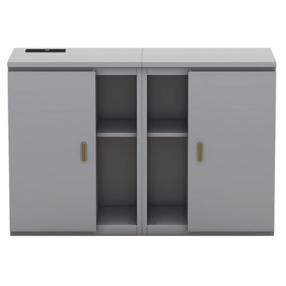 Full Murphy Bed with Shelves Gray