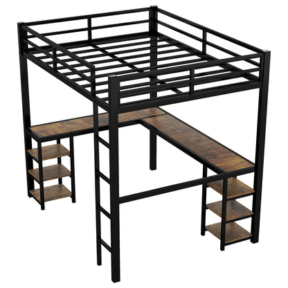 Metal Loft Bed Black