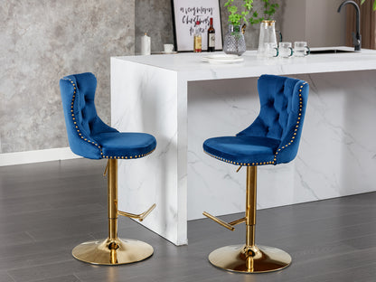 Modern Bar Stools Set of 2 Blue White