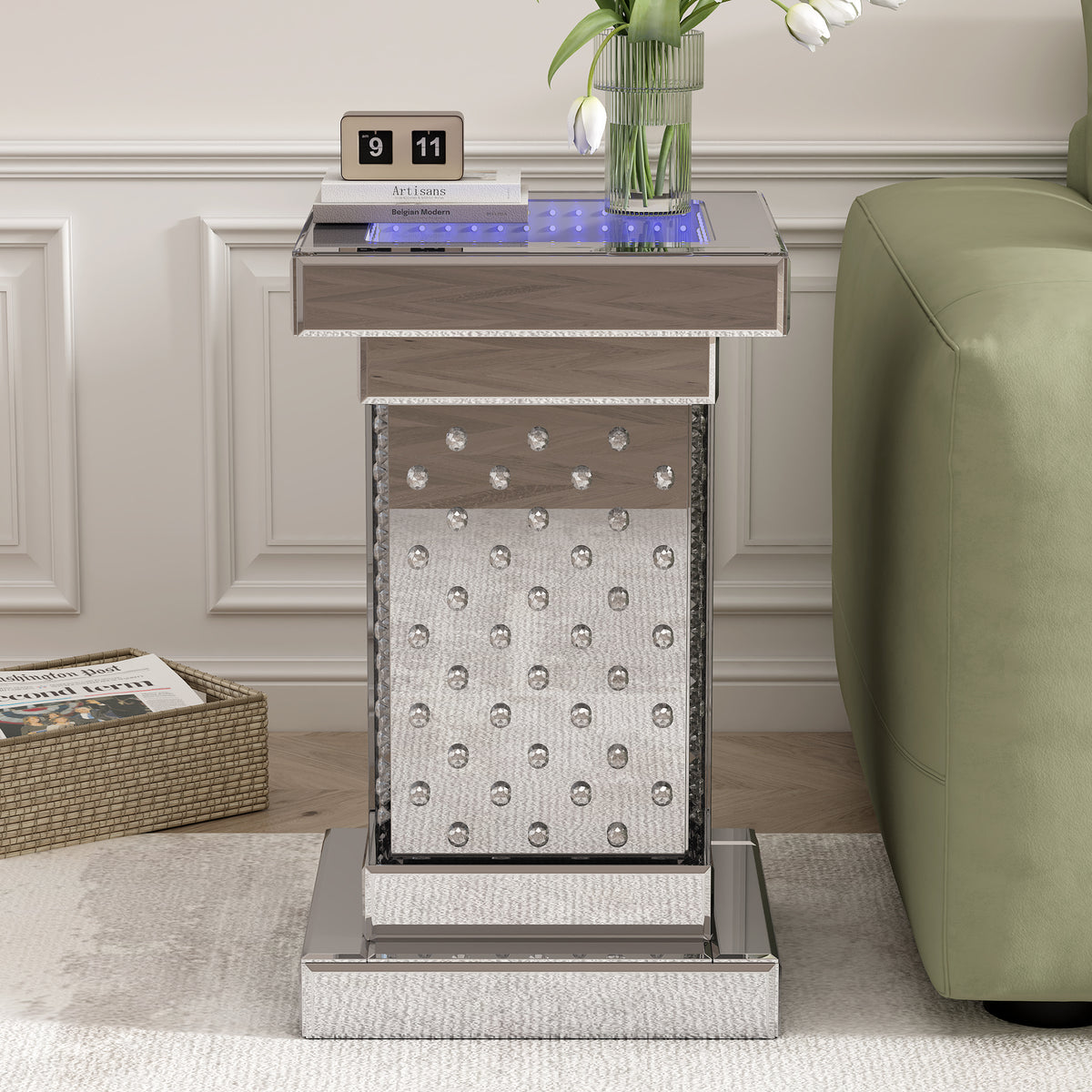 Crystal LED Side Table White