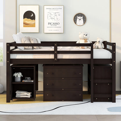 Full Loft Bed with Cabinet Espresso