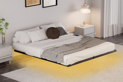 Floating Platform Bed Frame with LED Headboard