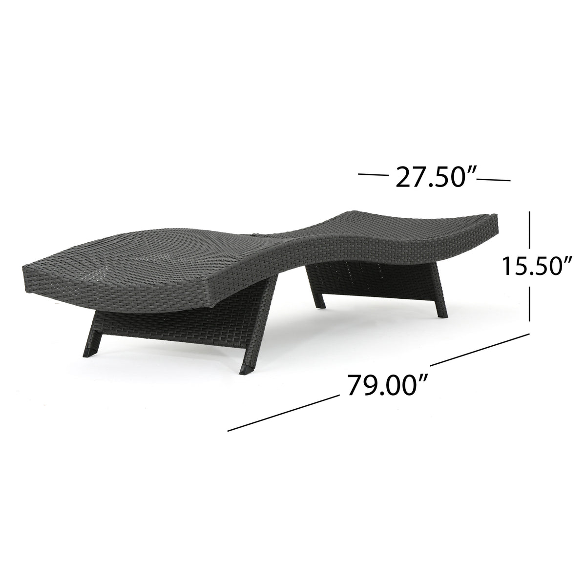 PE Wicker Chaise Lounge Gray