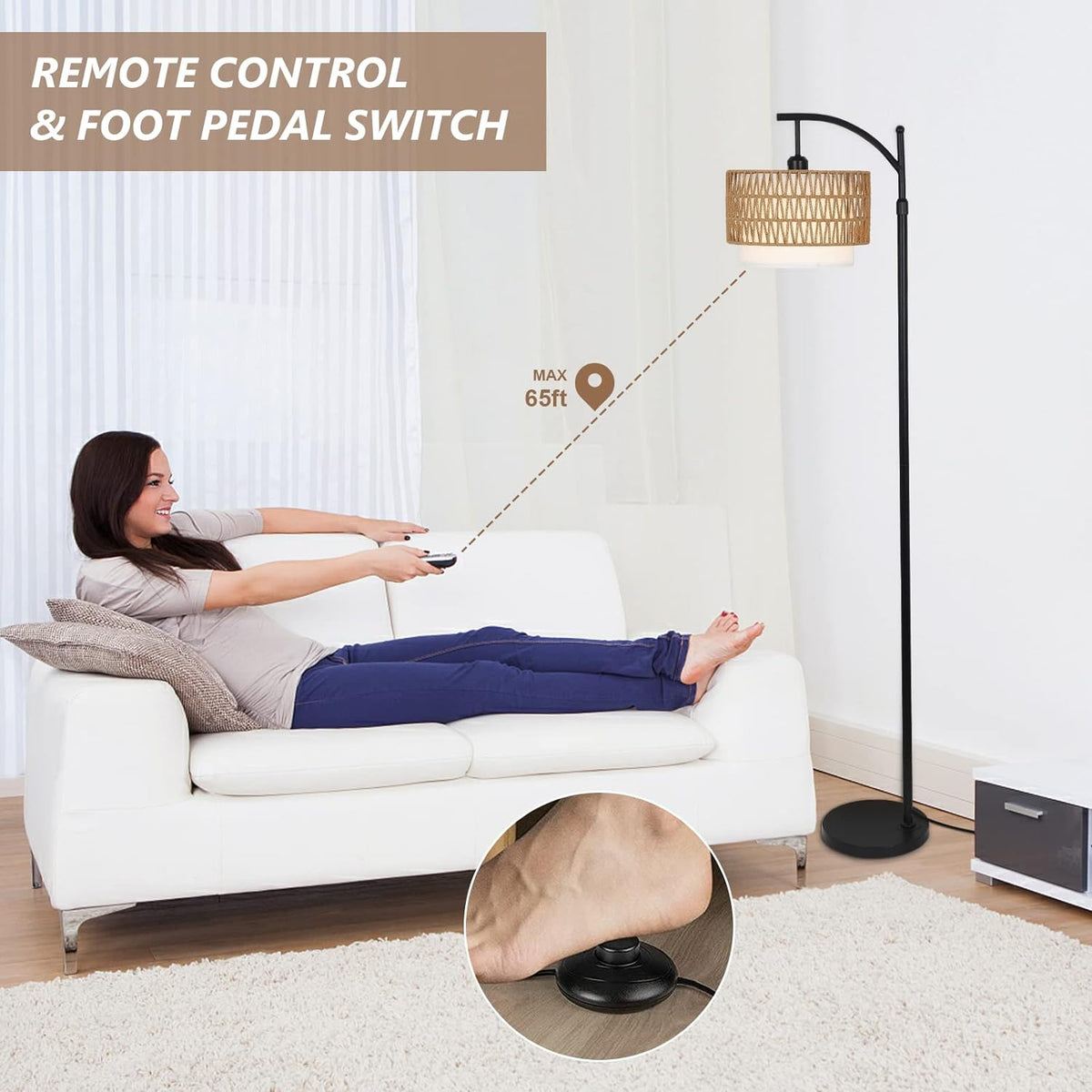 Arc Floor Lamp with Remote 3-Color Light