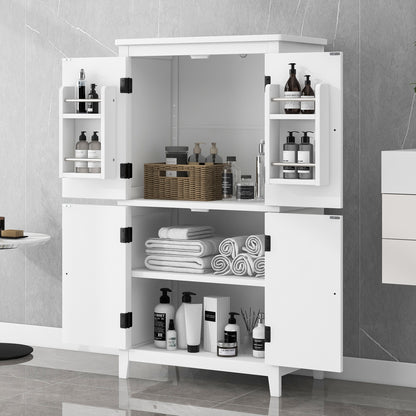 White Bathroom Floor Cabinet Adjustable Shelf