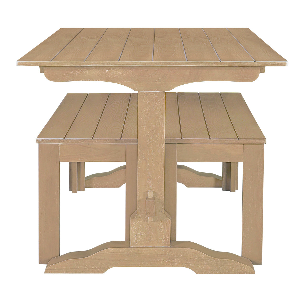 Retro Dining Set (3 pcs) – Natural Wood