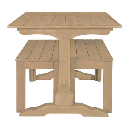 Retro Dining Set (3 pcs) – Natural Wood