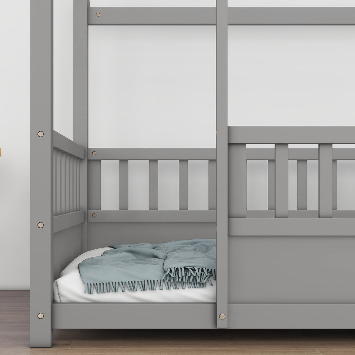 Twin Floor Bed Grey