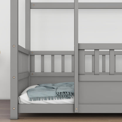 Twin Floor Bed Grey