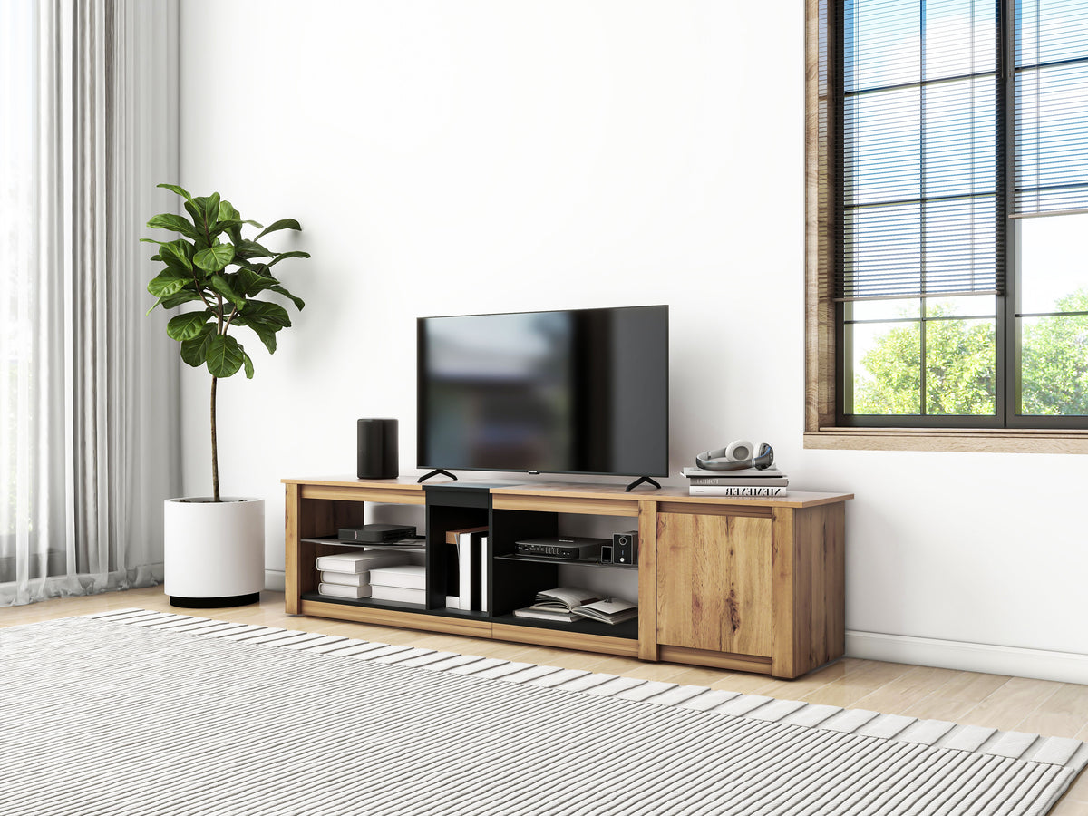 Modern LED TV Stand with Media Storage