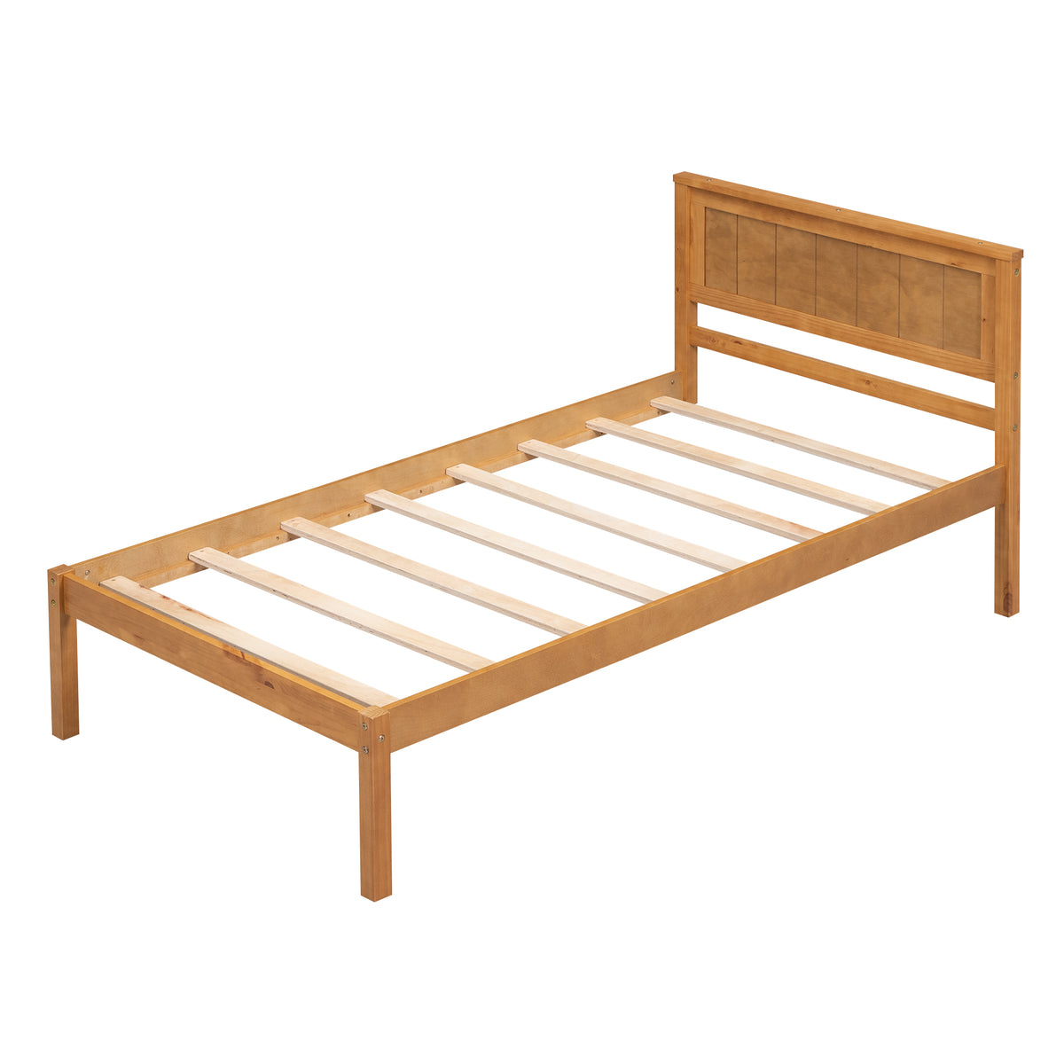 Twin Platform Bed with Headboard Oak