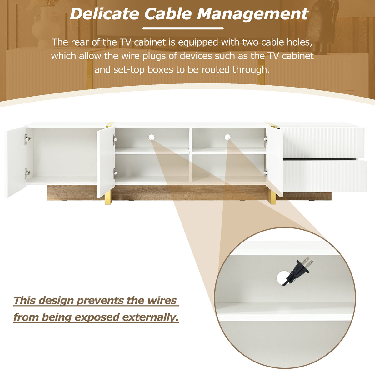 Luxury Fluted TV Stand White