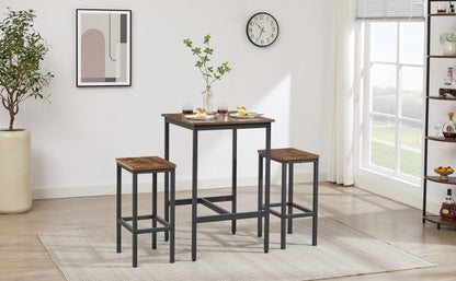 Rustic Bar Table Set with Chairs Brown