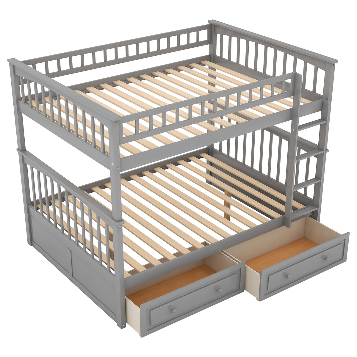 Convertible Full Bunk Bed with Drawers Gray