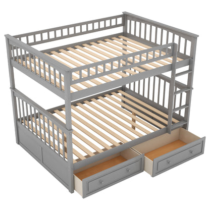 Convertible Full Bunk Bed with Drawers Gray
