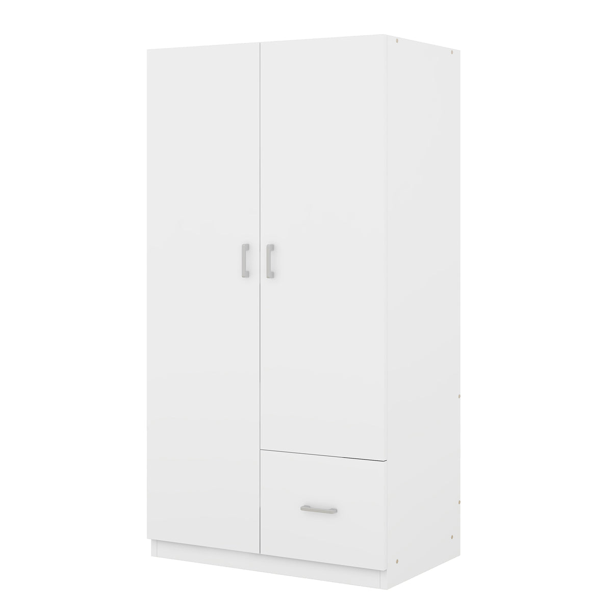 Double Wardrobe with Hanging Rod and Shelves White