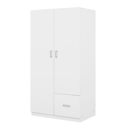Double Wardrobe with Hanging Rod and Shelves White
