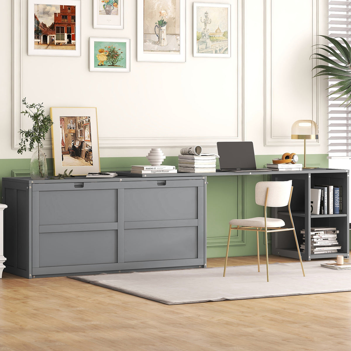 Queen Murphy Bed with Rotating Base Gray