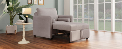 3-in-1 Sleeper Chair Bed Linen Tan