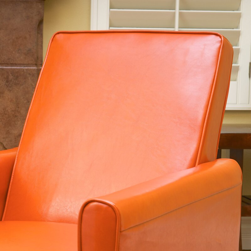 Push-Back Recliner Chair Orange Fabric