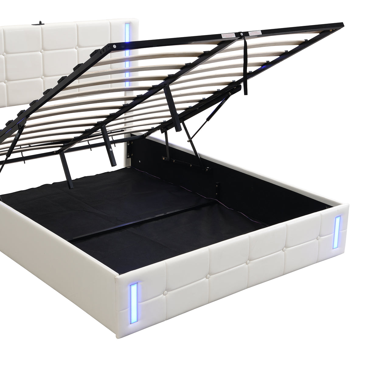 Full Hydraulic Storage Bed – White Finish