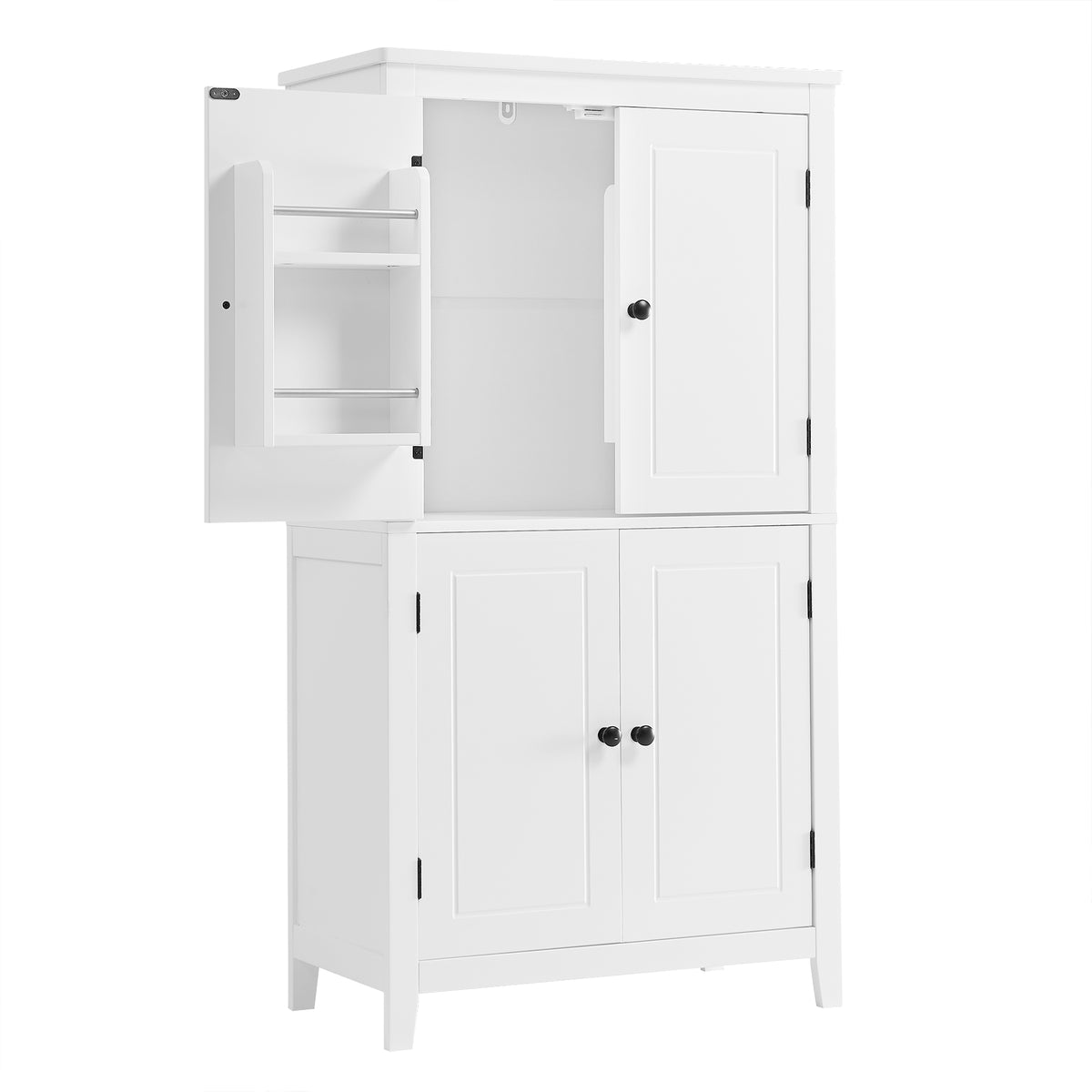 White Bathroom Floor Cabinet Adjustable Shelf
