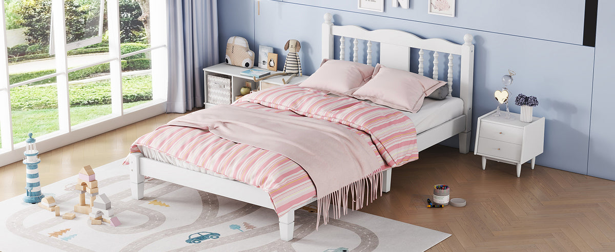Twin Upholstered Bed with Column Headboard