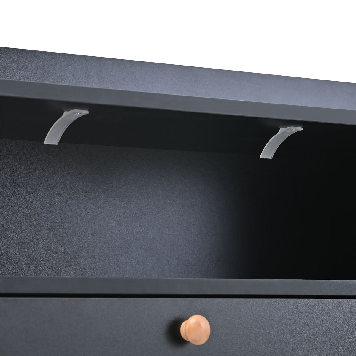 Modern Black Double-Layer Shoe Cabinet with Drawers