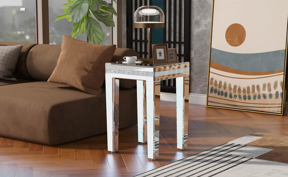 On-Trans Mirrored Side Table – Crystal Design