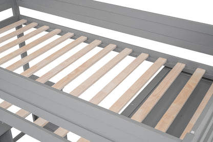 Twin Loft Bed with Wardrobe Gray