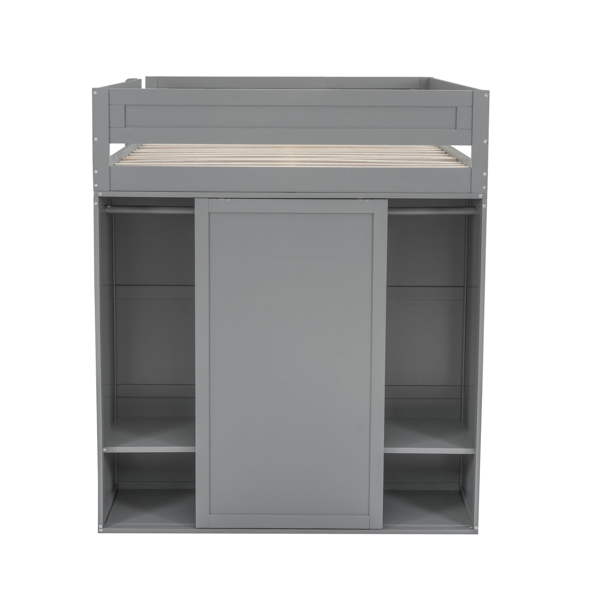 Full Loft Bed with Wardrobe Gray