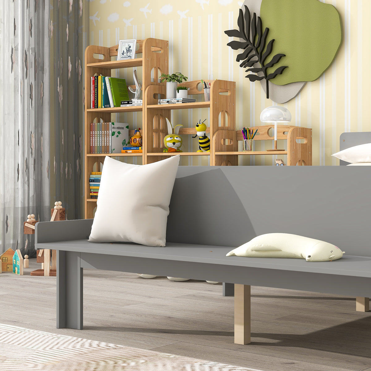 Full Bed with Bench Grey