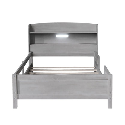 Wood Platform Bed Antique Gray