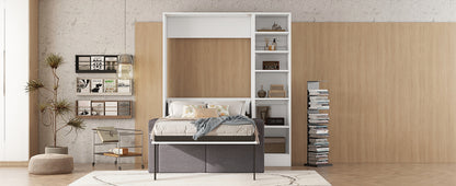 Murphy Bed with Sofa and Shelves White