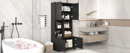 4-Door Bathroom Storage Cabinet Black Finish